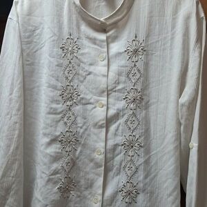 Elegant White Embroidered Blouse